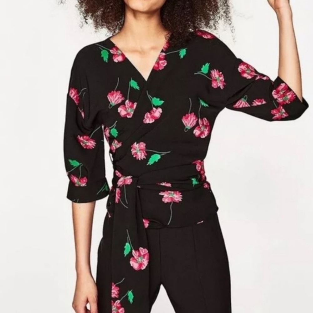 Zara floral crossover top